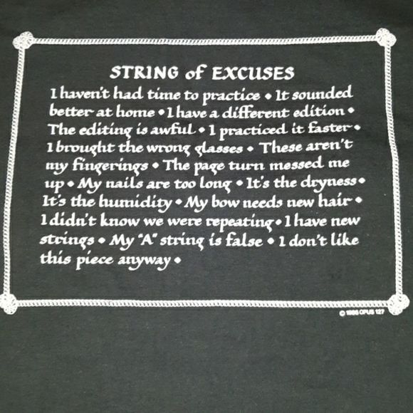 Vintage 1986 String Musician Excuses Shirt XL - Picture 2 of 5